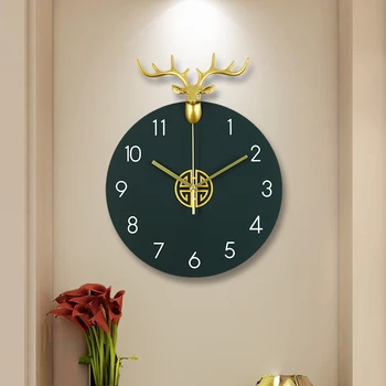 De lux de Mari dimensiuni Ceas de Perete cu Pendul Cerb Nordic Negru Creative Tăcut Camera de zi Ceas de Perete Reloj De Pared Decor Acasă Ceas DA60WC