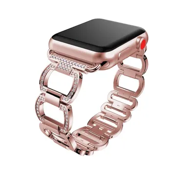 De lux Diamant Ceas Trupa pentru Apple Watch 6 5 4 3 2 1 SE Banda de Inox 44MM 40MM 42MM 38MM Femei Lady Curea pentru iWatch