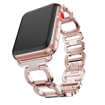 De lux Diamant Ceas Trupa pentru Apple Watch 6 5 4 3 2 1 SE Banda de Inox 44MM 40MM 42MM 38MM Femei Lady Curea pentru iWatch