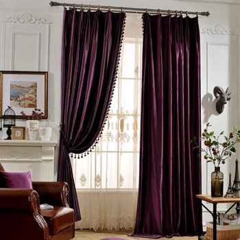 De lux Europene gros albastru violet gri de catifea solide opace de tratament fereastră perdele pentru camera de zi dormitor decor acasă