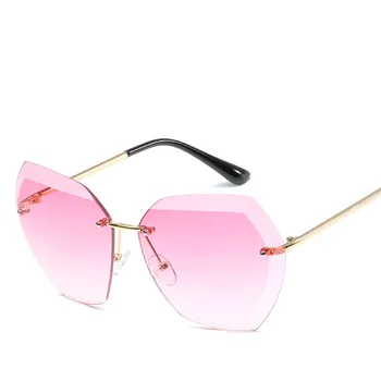 De lux fără ramă de ochelari de Soare pentru Femei Brand Designer de Vară Supradimensionat Vintage Shades Ochelari de Soare Pentru Femei sex Feminin de ochelari de soare UV400