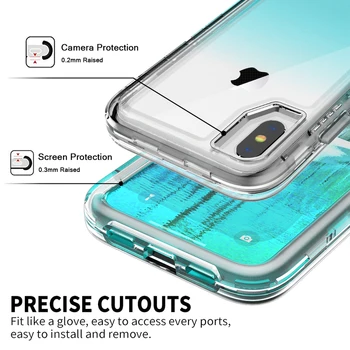 De lux Gradient de Caz Pentru iPhone 7 8 6 6s Plus XR X Xs Caz Clar de Greu PC-ul Bara de protecție Caz 3 în 1 de Silicon capac Transparent Coque