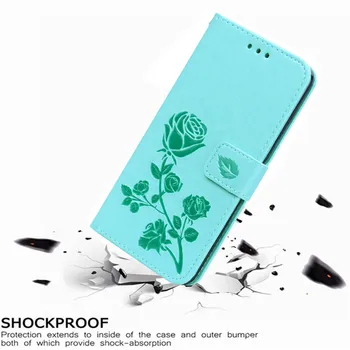 De lux Piele Flip Book case pentru Huawei Honor 5X 6X GR5 2016 2017 kiw-l21 Floare Trandafir Suport Portofel Caz Acoperire Telefon Sac