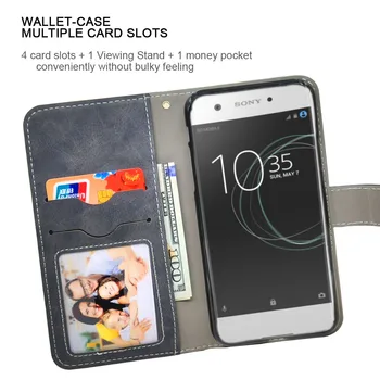 De lux Portofel Caz Pentru Sony Xperia XA1 Plus Ultra Caz de Epocă Flip din Piele TPU Silicon Capacul de Afaceri Sloturi pentru Carduri