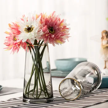 De Lux Trase De Mână De Aur Vase Office Home Living Decor De Masă De Vaza Creative Simplitate Transparent Vaza De Sticla