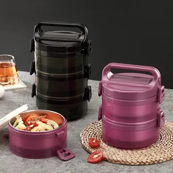 De Mare Capacitate Din Oțel Inoxidabil, Caseta De Prânz Etanșe 1-3 Straturi Termice Bento Box Container Pentru Alimente Lunchbox