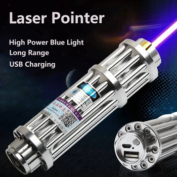 De mare Putere Prelungi Laser Albastru Pointer de Vânătoare Ultra Lunga Distanta cu Laser 450nm Lazer Vedere Lanterna Arde Meci Trabucuri Lumânare