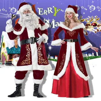 De mari Dimensiuni 4XL crăciun Moș Crăciun Costum Adult de Craciun de Craciun Cupluri Costume Petrecere, Rochie Costum Pentru Bărbați și Femei Plus Dimensiune 5XL