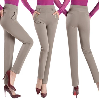 De mari Dimensiuni Pantaloni Casual Femei 2021 Lung Pantaloni Largi Înalt Talie Femei de Primavara/toamna Pantaloni Femei Pantaloni Stretch