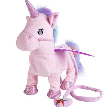 De Mers pe jos amuzant Unicorn de Pluș Jucărie Electronică Cântând Păpușă de Pluș Răsucire Animale Muzicale Jucarii pentru Copii, Cadouri de Craciun