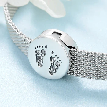 De moda de Argint 925 Minunata Copilului urme Clare CZ Farmece Clip Margele se Potrivesc Reflecție Farmecul Brățară Pentru Femei Bijuterii
