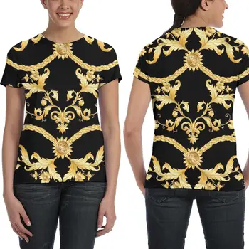 De Moda De Aur Floral Pentru Femei T Shirt Gratuit Personalizat Numele Doamnelor Vara Topuri Europene Și Americane De Flori Imprimate Dropshipping