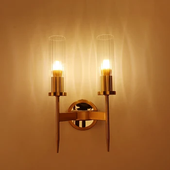 De moda de Aur Lumina de Perete 2-cap Living Culoar, Coridor Iluminat Decorativ Hotel de Lux Dormitor Noptieră Tranșee