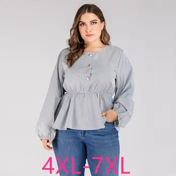 De primăvară de toamnă plus dimensiune topuri pentru femei mare, bluza cu maneca lunga liber casual banda elastica talie O-neck cămașă 4XL 5XL 6XL 7XL