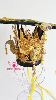 De sex feminin Împăratul Coroana Bucată de Păr Diadema Trei-Phoenix Tronul Moț de Păr Diadema pentru TV Juca Legenda lui Wu Zetian Cosplay Fotografie