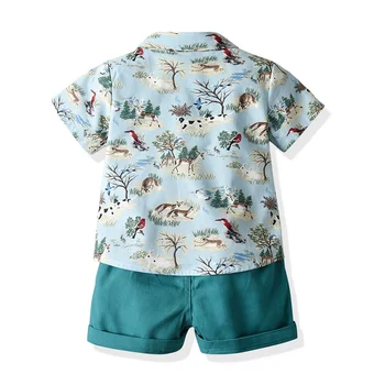 De sus și de Moda de Top băieței Domn Haine de Vară Set Print Animal Model Tricou Top+Shorts 2 buc Costum Baieti Tinuta Casual