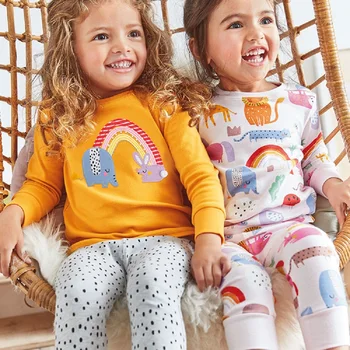 De tip Boutique de îmbrăcăminte pentru copii Haine Copilul Fetele se încadrează Set Haine Copii Toamna Acasă Purta Haine Copii Baieti Două piese Costum de Pijama
