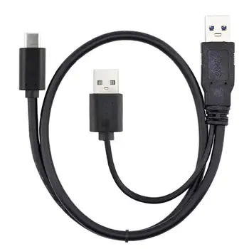 De tip C USB-C to USB 3.0 Masculin & USB 2.0 Alimentare Dublă de Date Cablu Y pentru Laptop & Hard Disk 60CM