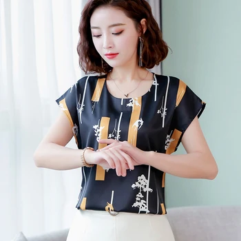 De vară 2020 Femei șifon cămașă și topuri de modă plus dimensiune O-gât de imprimare model de Agrement Doamna tricouri Largi birou doamnă 3741 50