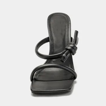 De Vară 2020 Nou Designer de pantofi Pătrat Negru tubulare pentru Femei Papuci de casa Sandale cu toc