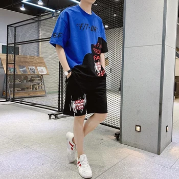 De Vară 2020 Nouă Bărbați cu mânecă Scurtă T-shirt Costum de Sport Tot de Potrivire Stil coreean De Tendință Frumos Casual Cinci puncte pantaloni Scurți
