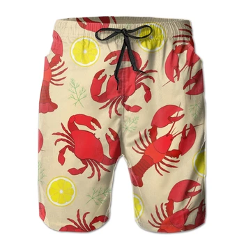 De Vară 2020 pentru Bărbați pantaloni Scurți de Plajă Homar Și Crab Cu Lamaie Si Marar Chiloți, Costume de baie Costume de baie Trunchiuri Mare Scurt Fund