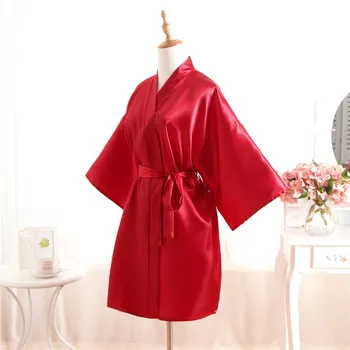 De Vânzare de Top de Vara Femei Kimono Mini Halat Roșu de Mătase Faux Baie Halat Yukata camasa de noapte, Pijamale Pijama Mujer O Mărime Mdn001