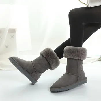 De Vânzare la cald 2020 Femei Cizme de piele de Oaie Autentic Cizme Femei Cizme de Zăpadă Blana Naturala Pantofi Femei din Piele Cizme de Zăpadă