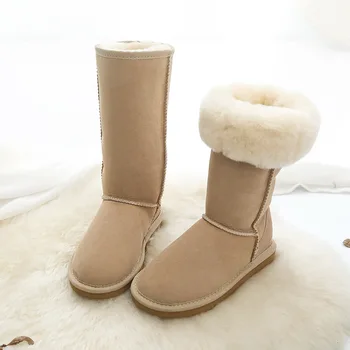 De Vânzare la cald 2020 Femei Cizme de piele de Oaie Autentic Cizme Femei Cizme de Zăpadă Blana Naturala Pantofi Femei din Piele Cizme de Zăpadă