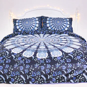 De vânzare la cald 3D albastru alb floare Mandala model de lenjerie de Pat Set de Bohemia Carpetă Acopere Lux Simplu Textile Acasă Twin Plin Regina King