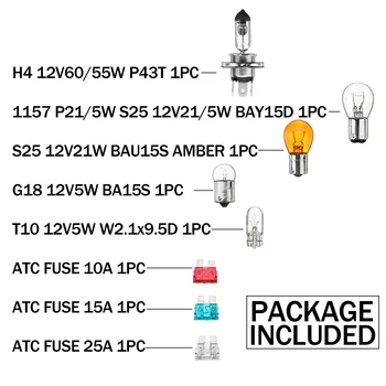De Vânzare la cald 8Pcs bec Halogen Lumina de Urgență kit pentru Auto H4 1156 1157 G18 Far Ceata lumina de Rezervă Kit cu 10A 15A 20A, Sigurante