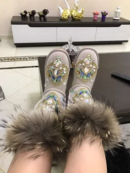 De Vânzare La Cald Blană Roz Ține De Cald Bumbac Pantofi De Iarna Cizme De Cauciuc Unic Fund Plat Cizme De Zăpadă De Moda Australia Cizme Femei Poze Reale