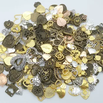 De vânzare la cald metal dragoste amestecat charm pandantiv bronz antic brățară colier handmade, bijuterii en-gros accesorii DIY