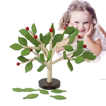 De Vânzare La Cald Montessori Jucarii Din Lemn Asamblate Lemn De Frunze Verzi Clădire Pericol Devreme Jucărie De Învățământ Pentru Copii Zi