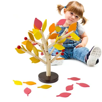 De Vânzare La Cald Montessori Jucarii Din Lemn Asamblate Lemn De Frunze Verzi Clădire Pericol Devreme Jucărie De Învățământ Pentru Copii Zi