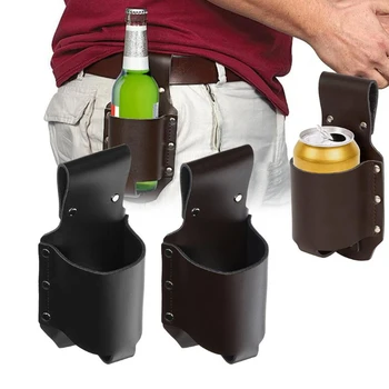 De Vânzare la cald Nou 1buc Portabil Piele PU Metal Toc Portabil Sticla de Bere de Talie Centura Sac la Îndemână Sticle de Vin Băutură Poate Titularului