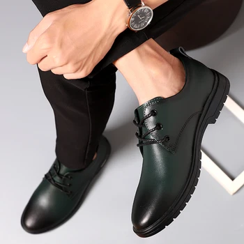 De Vânzare La Cald Om Formale Office Shoes Negru Verde De Moda Mire Pantofi De Nunta Clasic De Pantofi Oxford Pentru Barbati Cheotoare Pantofi Din Piele De Om