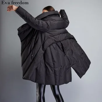 De Înaltă Calitate 2019 Jacheta De Iarna Pentru Femei Design European Lung Alb Rață Jos Jacheta Haina Cald Hanorac Femei Plus Dimensiune Femei Haina