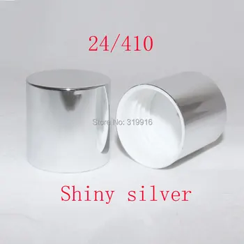 De înaltă calitate 24/410 strălucitoare de aluminiu argintiu capace șurub din aluminiu cu guler din plastic, sticla pentru apa capac pentru produse cosmetice, cu garnitura
