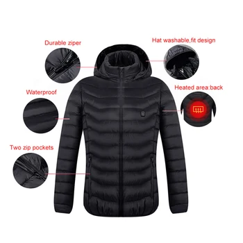 De înaltă Calitate, 8 Zone Încălzite Jacheta din Bumbac Bărbați Femei în aer liber Strat USB Electric de Încălzire cu Capișon Jachete de Iarna Cald Strat Termic