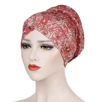De înaltă Calitate arabă Musulmană Feminin Burete Lapte de Mătase Cap Turban Pălărie Bohemia Printuri Africane Femei Căciuli Headwrap Pahar TB-112
