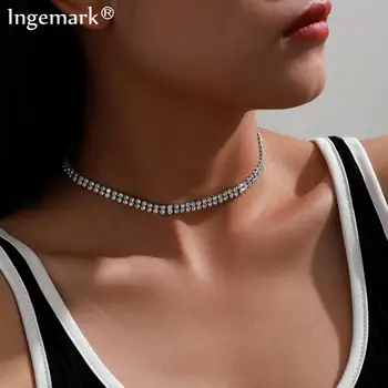 De Înaltă Calitate De Cristal Stras Cravată Colier Pentru Femei Accesorii De Nunta De Argint De Culoare Lanț Goth Coliere Bijuterii Collier Femme