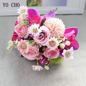 De înaltă Calitate de Mătase Orhidee, Trandafir Flori de Nunta Buchet de Mireasa Flori Artificiale Decorative Nunta Acasa, Flori de Nunta DIY Decor