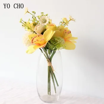 De înaltă Calitate de Mătase Orhidee, Trandafir Flori de Nunta Buchet de Mireasa Flori Artificiale Decorative Nunta Acasa, Flori de Nunta DIY Decor