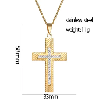 De înaltă Calitate din Oțel Inoxidabil Crucea Pandantiv Colier Pret de Fabrica de Culoare de Aur CZ Piatra Coliere cadou de Crăciun