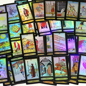 De înaltă Calitate Holografic Cărți de Tarot Joc de Bord 78 BUC Strălucire Carduri Full Ediția în limba română Pentru Astrolog englez Reguli de Cadouri pentru copii