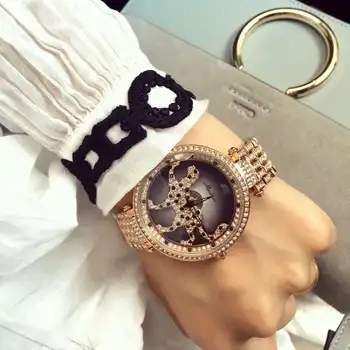De Înaltă Calitate Leopard Femei Ceasuri Cuarț Moda De Lux De Designer De Brand Ceas De Aur Femei Stras Brățară Ceas Rezistent La Apa