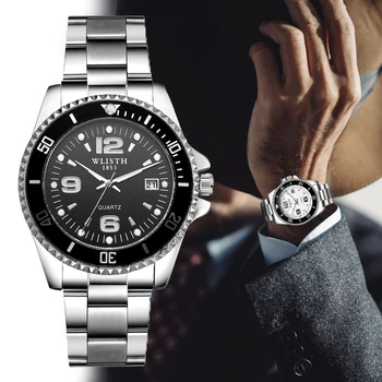 De înaltă calitate originale cuarț bărbați ceas cu calendar luminoase din oțel inoxidabil pentru Bărbați ceasuri impermeabil de sex masculin ceas Iubitul cadou