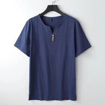De înaltă calitate vară stil Chinezesc t-shirt cu maneci scurte Barbati lenjerie vintage teuri plus dimensiune 7XL 8XL 9XL supradimensionat v-neck tricou gri