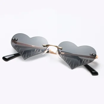 DECI&EI de Moda Unic de Dragoste în Formă de Inimă Flacăra Model de ochelari de Soare pentru Femei Vintage Trend fără ramă Gri Ceai Rosu Ochelari de Soare Barbati